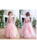 Rose Gold Sequin Pink Tulle Ruffled Flower Girl Dress